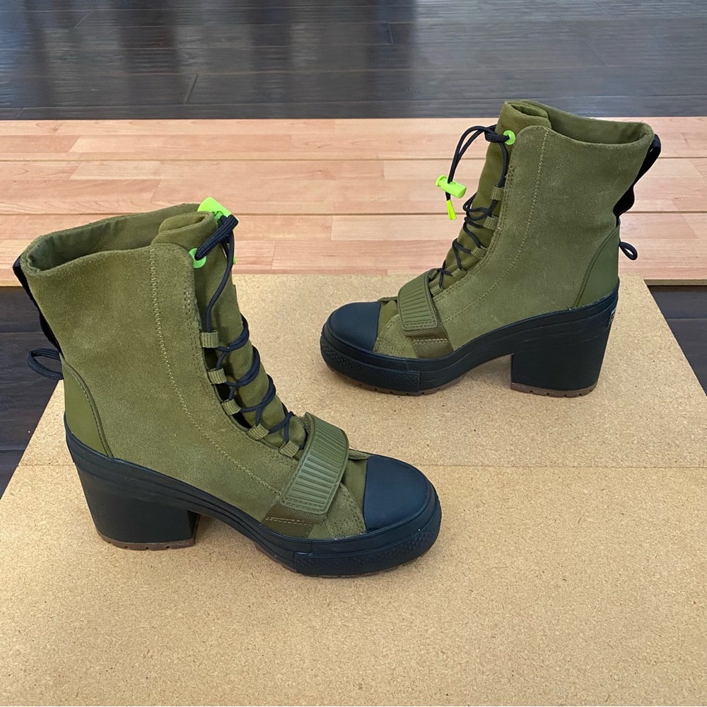 P Converse Chuck Taylor All Star Women's Green Heeled Boots Size 7 - Picture 3 of 6